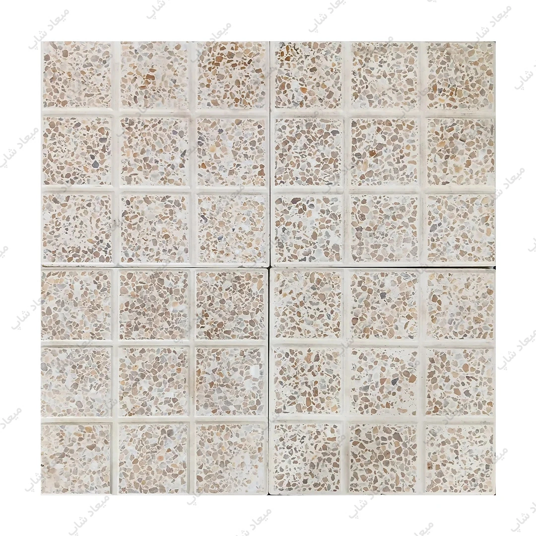 موزاییک 9 خانه صاب خورده (براق، مقاوم و مخصوص حیاط و پشت بام) 1 موزاییک 9 خانه صاب خورده مناسب کفسازی پشت بام و حیاط